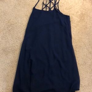 Navy Blue Double Layer Shear Straight Dress